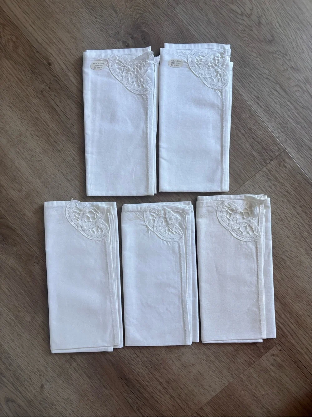 Vintage Cotton Napkins Battenberg Lace